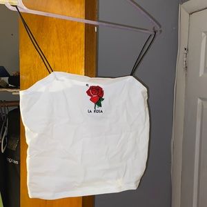 Forever 21 La Rosa loteria crop top